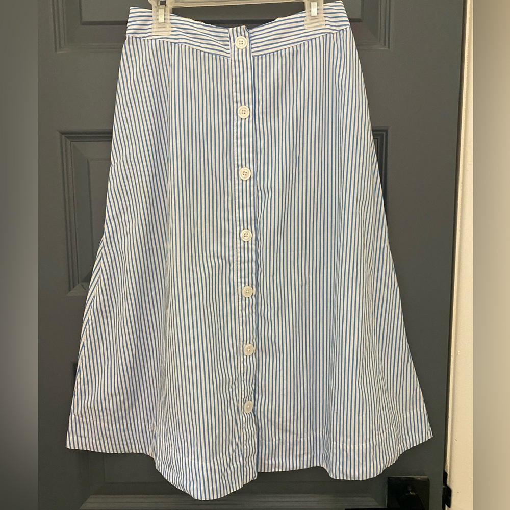 Striped A-line Midi Skirt